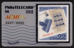 Colección de sellos postales PhilaTelecards 22c y 8c emisión: conjunto de 5 tarjetas telefónicas usadas - Imagen 1 de 5