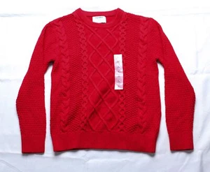 Old Navy Boy's L/S Crew Neck Cable Knit Sweater EJ3 Red Large (10-12) NWT - Picture 1 of 3