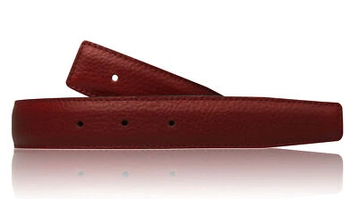 Cinturón 100% Calidad Bordo Rojo Negro H 32mm Correa de Cuero Reversible sin Hebilla NUEVO Foto 1 de 4