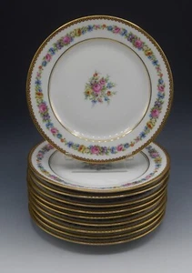 RAYNAUD LIMOGES PORCELANA RYD33 JUEGO DE 10 PLATOS ENSALADA GUIRNALDA ROSAS 7.5" - Imagen 1 de 11
