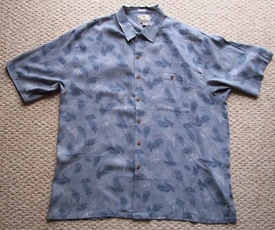 Camisa de campamento hawaiana Luau para hombre azul 100 % seda lavable talla 2X Foto 1 de 3