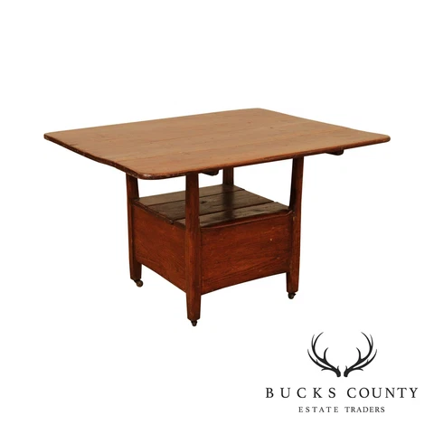 Antique 19th Century Primitive Pine Hutch Dining Table Cover