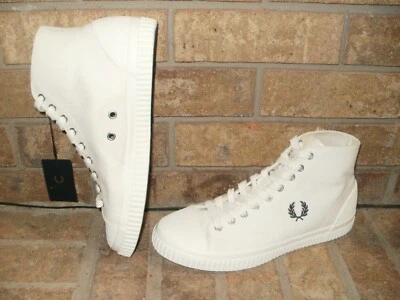 Новый Fred Perry Hughes белый холст середины теннисные кроссовки мужские 7,5, 11 M / Рекомендуемая розничная цена производителя $85 - Изображение 1 из 4