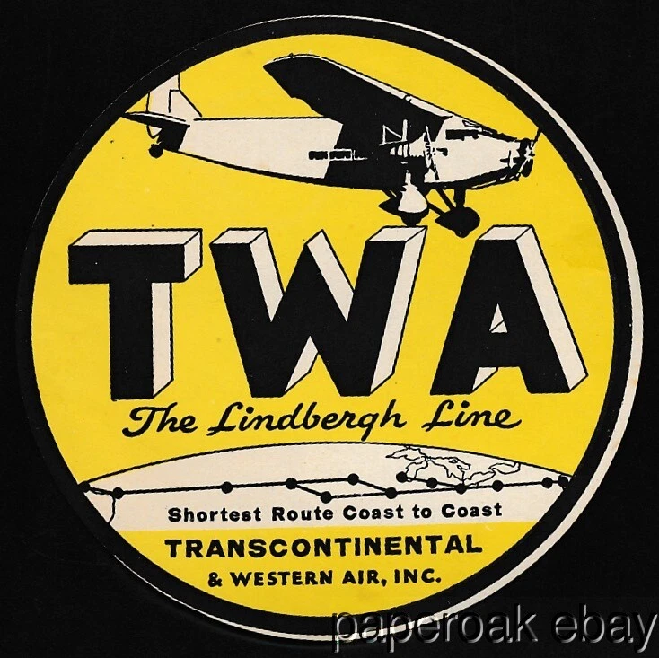 Etiqueta de bagagem original ca1930 TWA Trans World Airways - Imagem 1 de 1