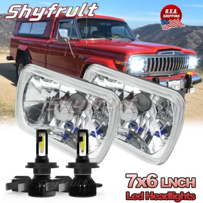 Par de faros LED de haz alto/bajo DOT 5x7" 7x6 pulgadas aptos para camioneta Jeep J10 J20 1974-88 Foto 1 de 4