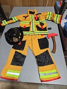 Firefighter Fireman Costume Child Sz 5/6 Halloween Cosplay Hero w/ Helmet - Picture 1 of 6