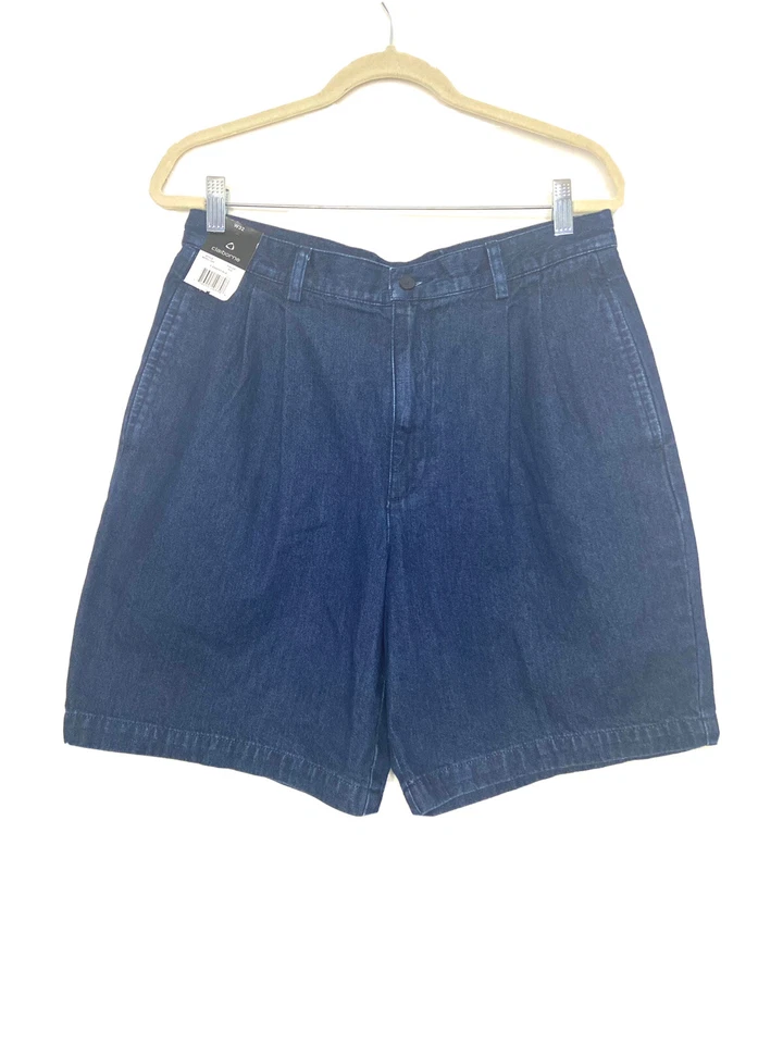 Pantalones Cortos Chinos Liz Claiborne Nuevos con Etiquetas Para Hombres Azul Cambray Plisado Frontal Talla 32”W X 8”I Foto 1 de 4