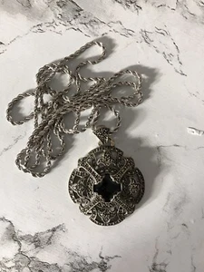 Judith Jack Marcasite Pendant  Sterling Silver 30” Sterling Chain By K.C. Co - Picture 1 of 6