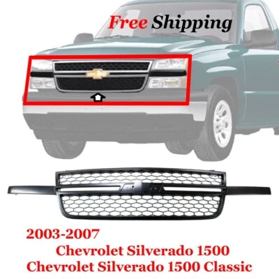 New Front Grille Black Fits 2003 2007 Chevy Silverado 1500 Classic GM1200586 - Изображение 1 из 4