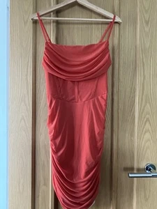 Shein Size Large Red Ruched Bodycon Strappy Dress BNWT - Picture 1 of 7
