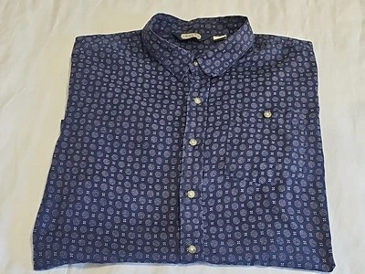 Salt Valley 海军蓝几何轻便纽扣 S/S 衬衫 尺寸 XL  — 第 1/4 张图片