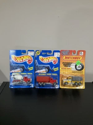 Hot Wheels спичечный коробок Peterbilt лот товаров x3 цемент/самосвал/карьер движущиеся детали VHTF - Изображение 1 из 4