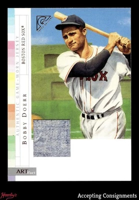 2003 Topps Gallery HOF ARTifact Relics #BD Bobby Doerr GAME USED JERSEY RED SOX - Image 1 of 2
