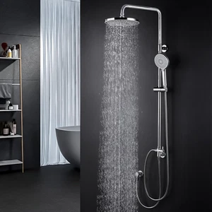 Set Doccia a Pioggia, Con Soffione E Doccetta, 3 Funzioni, Cromato - Foto 1 di 12