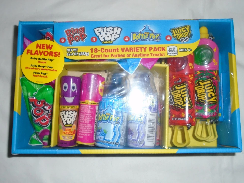 Ring Pop - Push Pop - Biberón Pop - Juicy Drop Pop Paquete Variedad 18 Cuentas Foto 1 de 1