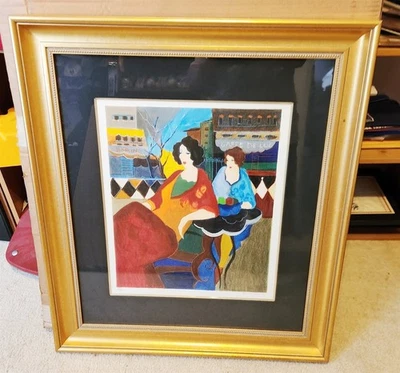 Tarkay Normandy Cafe De Luc Limited Edition 20/350 Hand Signed Serigraph FRAMED - Image 1 of 4