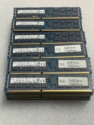 960GB Lot of 60x 16GB 2Rx4 PC3-14900R ECC DDR3 Server RAM Memory Cisco Dell - Image 1 of 4