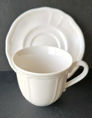 Noritake Epoch Baroque White Cup Saucer Set Vtg 1990s Multiples Available - image 1 of 4