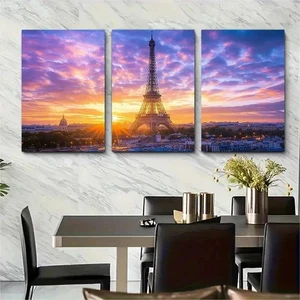 3pcs Paris Print Paris, the eiffel tower Art A Wall Art Canvas Framed 50x70cm - Picture 1 of 2
