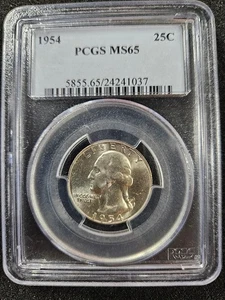 🌟 1954-P George Washington Silver Quarter U.S. BU Coin PCGS MS65 - Bild 1 von 2