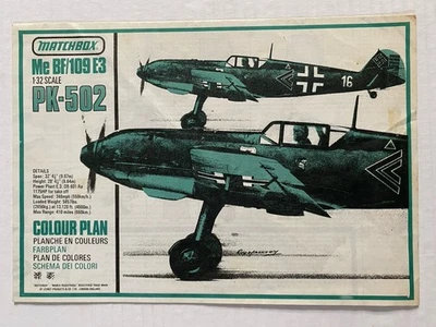 Matchbox PK-502 MESSERSCHMITT Me BF/109 E3 INSTRUCTIONS ONLY 1:32 Scale kit 1983 - Image 1 of 3
