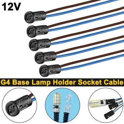 G4 Base Lamp Holder LED bulb Socket Cable,Halogen Down Light Fittings 12V Black - Image 1 of 4