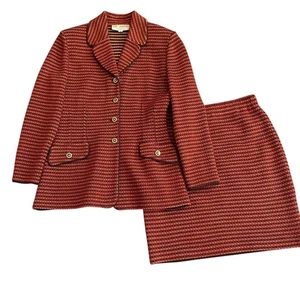 SCHÖNE St John Collection Strick Multi Jacke Rock Gr. 2 Logo Knöpfe Preppy - Bild 1 von 24