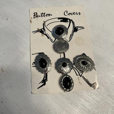 Vintage Silver-Tone Button Covers – Ornate Western  - Image 1 of 3
