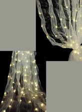 Warm White Organza Wedding Curtain w/ Led Lights - 36"x 144"