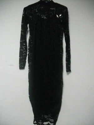 Vestido Bodycon Missguided Maternidade Gola Alta Renda Preto Reino Unido 10 JS002 HH 09 - Imagem 1 de 4