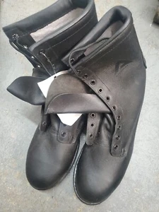 Stivali da combattimento vintage 1990 Addison Shoe Co pelle nera punta acciaio scatola originale uomo 9,5R - Foto 1 di 12