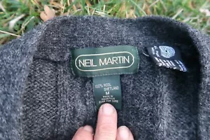 Vintage M Herren Neil Martin 100% Shetland Wolle Strickjacke Pullover mit Lederknöpfen - Bild 1 von 3