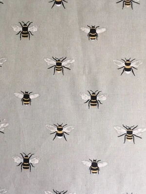Sophie Allport Bees on Pale Green Cotton Duck Fabric New Assorted Sizes Insects - Image 1 of 4