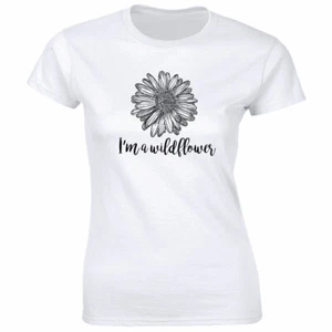 I'm A Wildflower With Sunflower Printed Crew Neck T-Shirt for Women - Picture 1 of 2