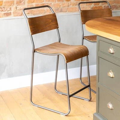 PEPPERMILL INTERIORS INDUSTRIAL STYLE STACKING STOOL STACKABLE BREAKFAST BAR STOOLS PLASTIC GLIDERS