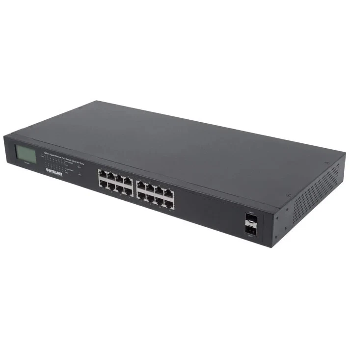 Intellinet 561259 16-Port Gigabit Ethernet PoE+ Switch with 2 SFP Ports - Image 1 of 1