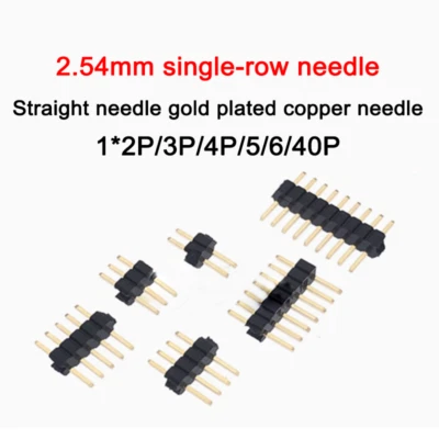  2.54mm Single Row Straight Insertion Needle 1*2P-40P Copper Needle Gold-Plated - Image 1 of 4
