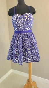NWT Katia Purple/White Spagetti Strap Fit N Flare Dress Large - Picture 1 of 7
