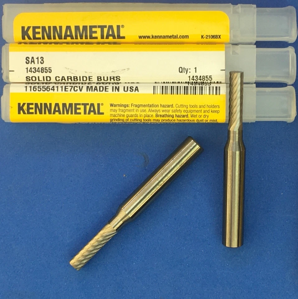 KENNAMETAL  SA13   5/32" (.156") Solid Carbide Bur / Burr 1/4” stem 🎯Machinist - Image 1 of 1