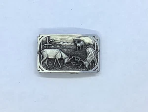 1983 Siskiyou Buckle Co. Metal Belt Buckle Deer Rutting #A-27 - 3 1/4”W x 2”H - Picture 1 of 4