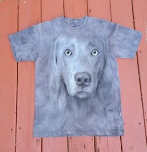The Mountain T-Shirt Men's M Short Sleeve Dog Graphic Tie Dye Black Gray  