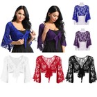 Womens Floral Lace Bolero Shrug Cropped Top Belly Dance Cardigan Blouse Outwear