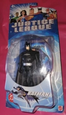 Justice League Batman Action  Figure black and silver suit  2003 Mattel 5" new - Image 1 of 2