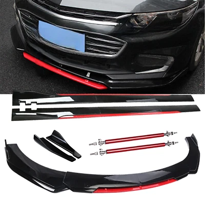 For Chevrolet Equinox Front Bumper Lip Spoiler Splitter Gloss Black Red Body Kit Foto 1 de 4