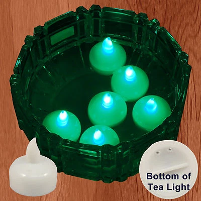 全新 18 绿色 Led 浮动花卉茶灯蜡烛 婚礼中心装饰 — 第 1/4 张图片