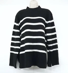 H&M Black Cream Soft Knit WOOL Blend Relaxed Fit Maternity Jumper UK 12 14 M - Picture 1 of 4