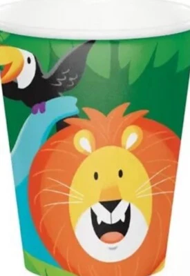 Jungle Safari 9 oz Hot/Cold Paper Cups 8 Pack Jungle Birthday Decorations - Image 1 of 2
