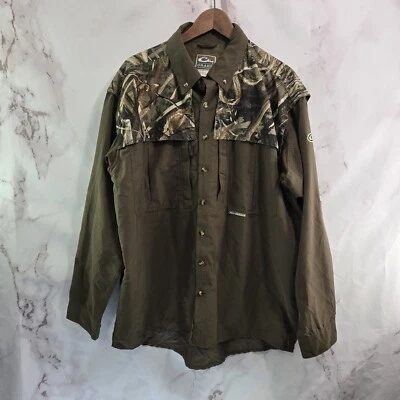 Drake Shirt Mens Large Camo Realtree Max 5 Wing Shooter Button Up Hunting Vented - Image 1 of 4