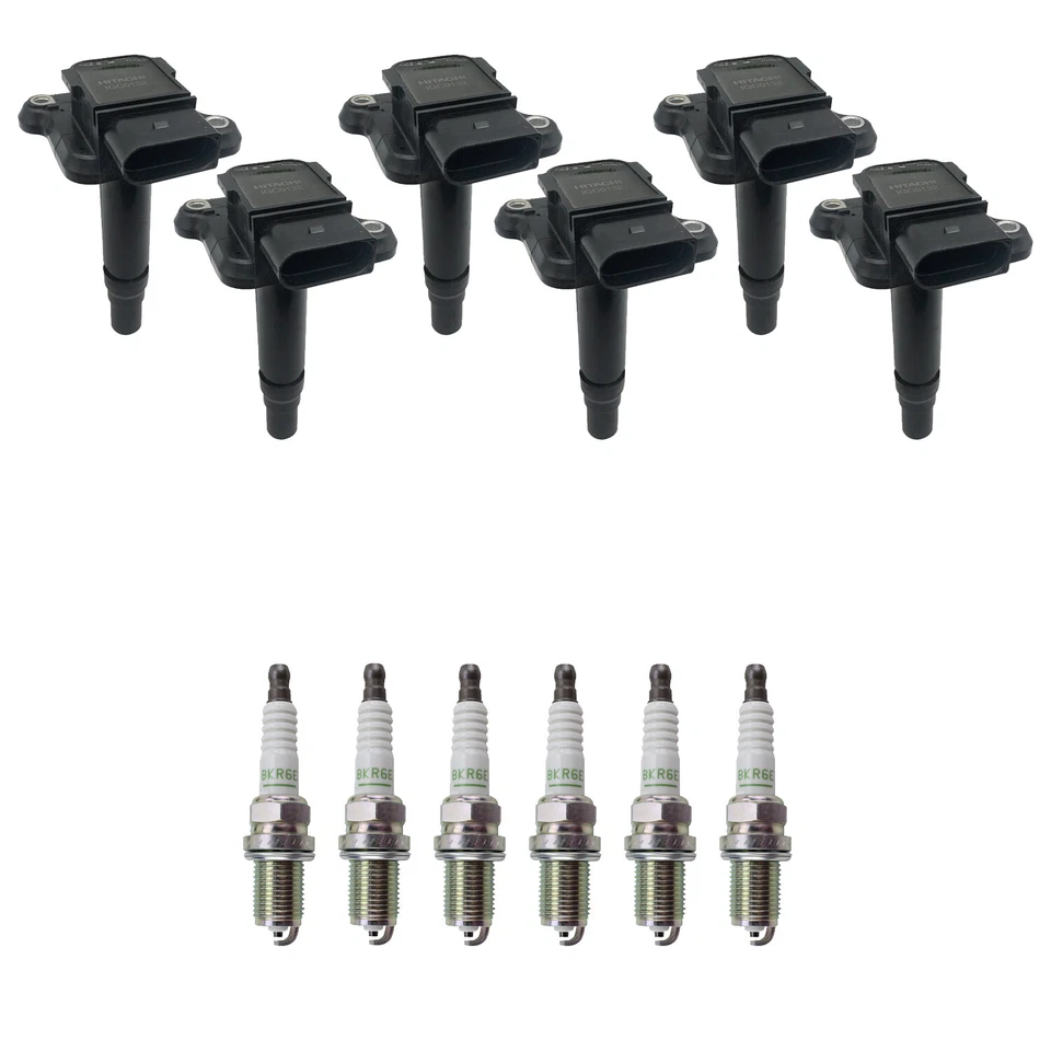 Kit de bujías de níquel Hitachi 6 bobinas de encendido NGK V-Power para Audi A6 Quattro Foto 1 de 1