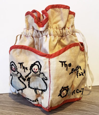 Embroidered Antique Button Bag...Father, Mother, Twins, & The Cat…So Cute! Cover